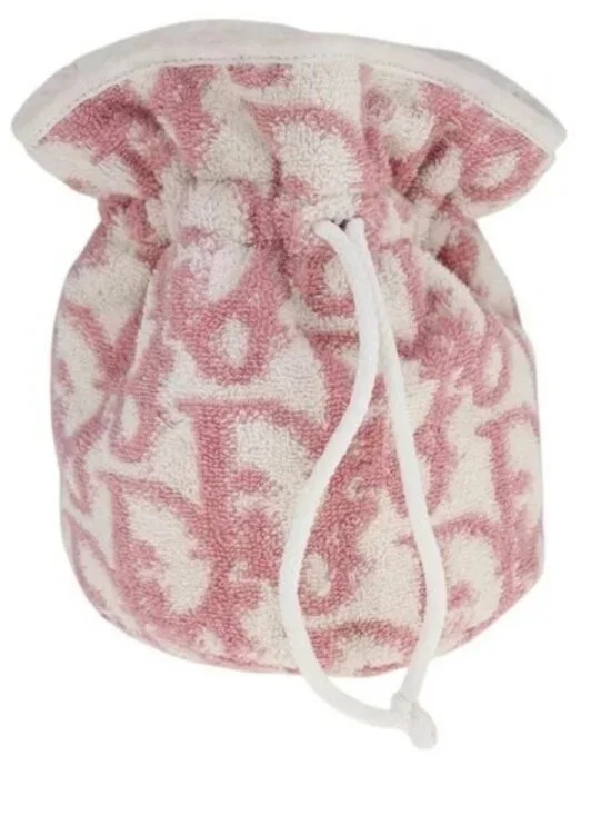 Christian Dior Purse Pouch Pile Pink White Auth - Picture 1 of 16